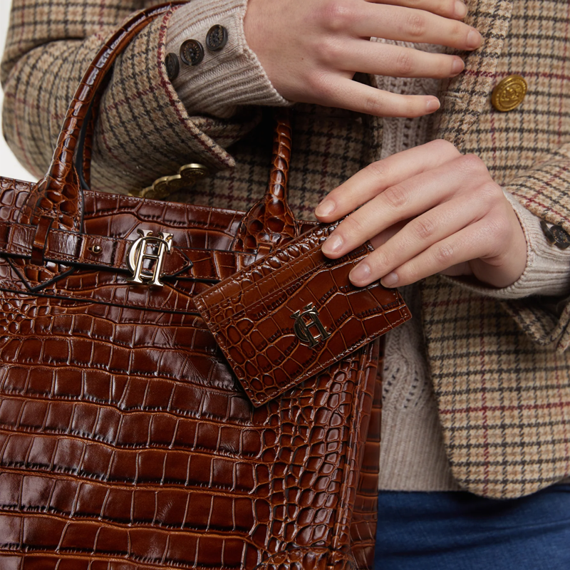 Holland Cooper Chelsea Card Holder - Tan Croc-2